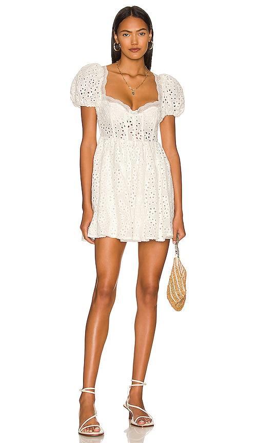 For Love & Lemons Becca Mini Dress in White. - size S (also in XL, XS) Product Image