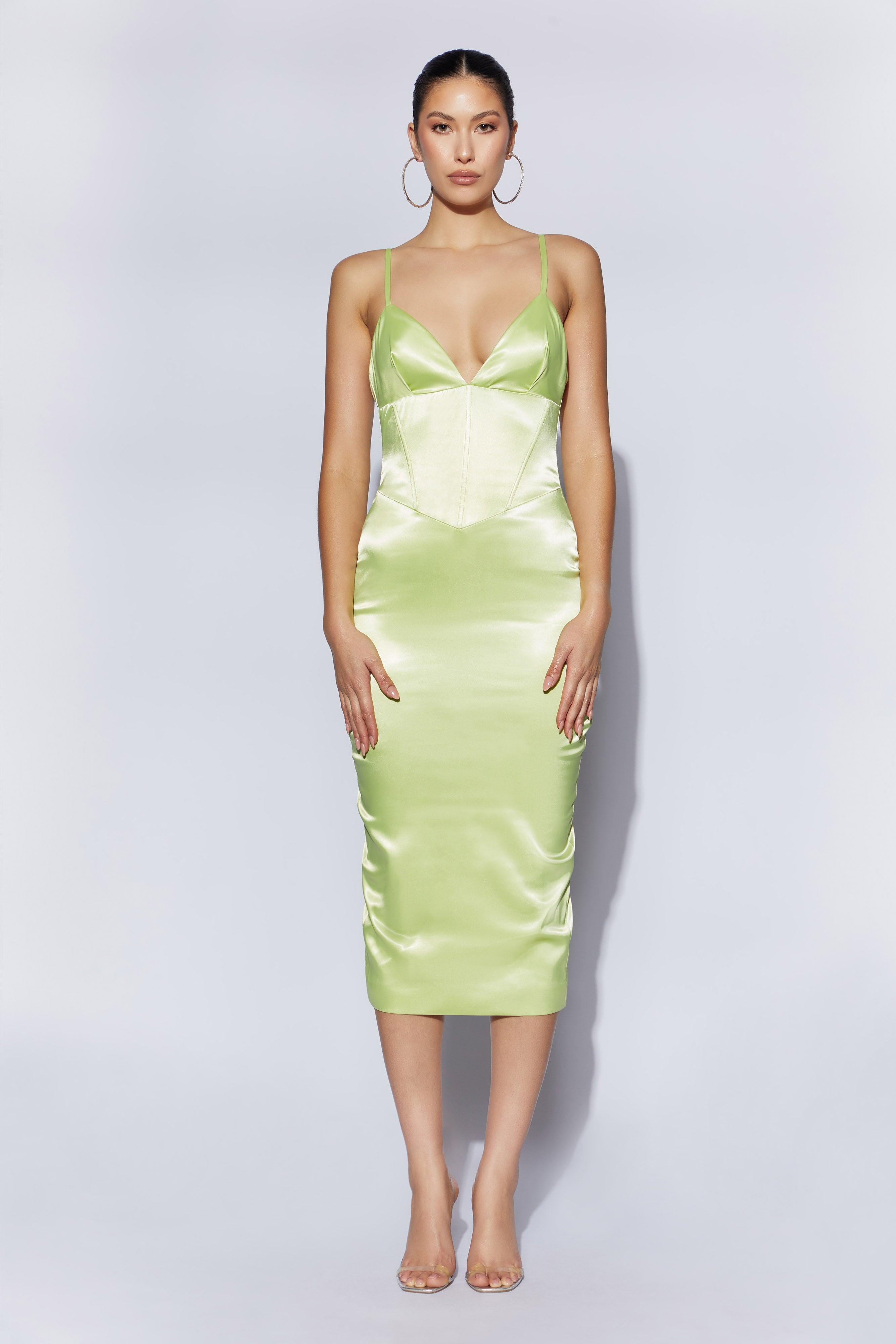 Brie Corset Midi Dress - Pistachio Green Product Image