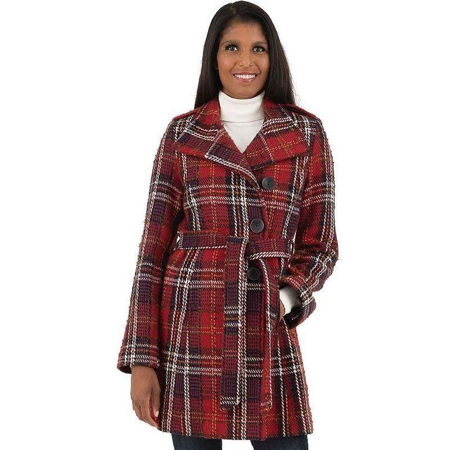 Womens Fleet Street Wool-Blend Plaid Wrap Coat Product Image