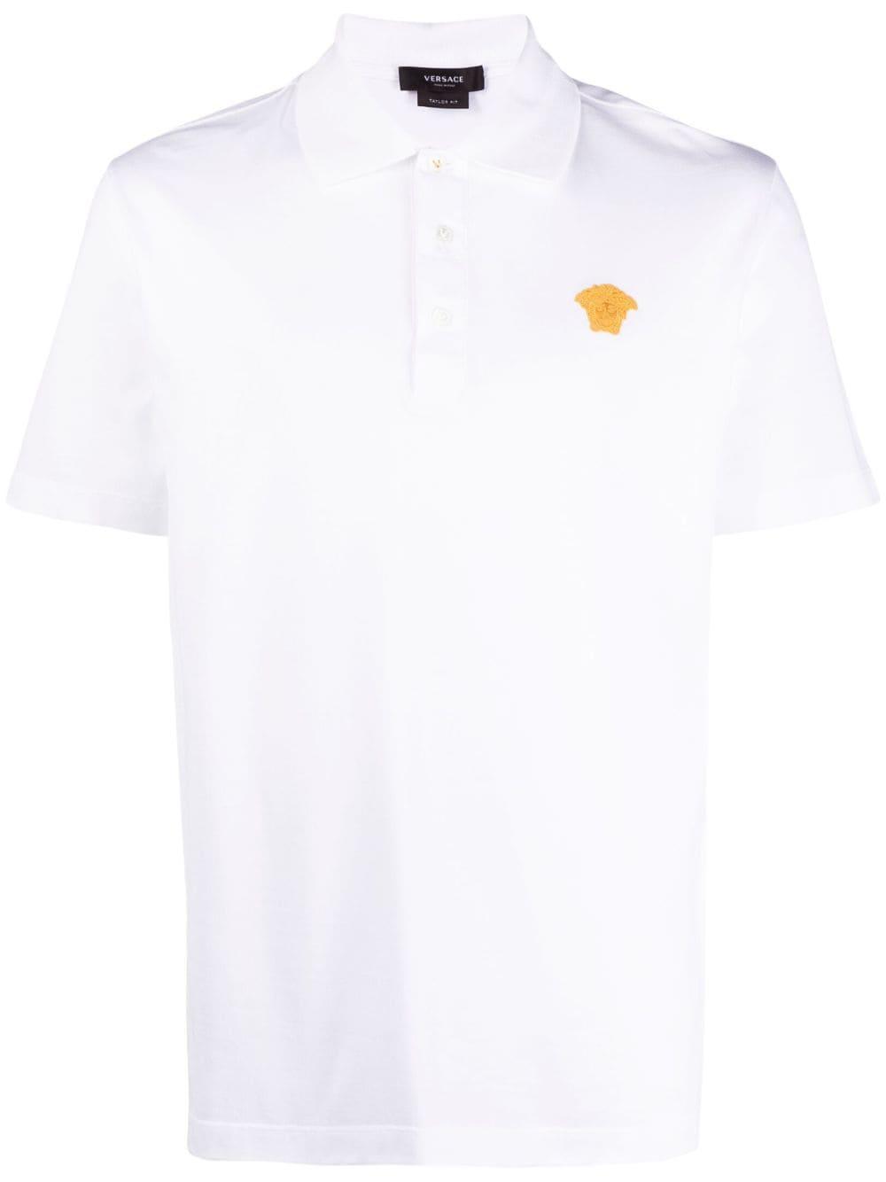 Medusa Embroidered Polo Shirt In Optical White Product Image