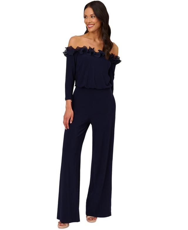 Adrianna Papell Ruffle Blouson Long Sleeve Jumpsuit Product Image