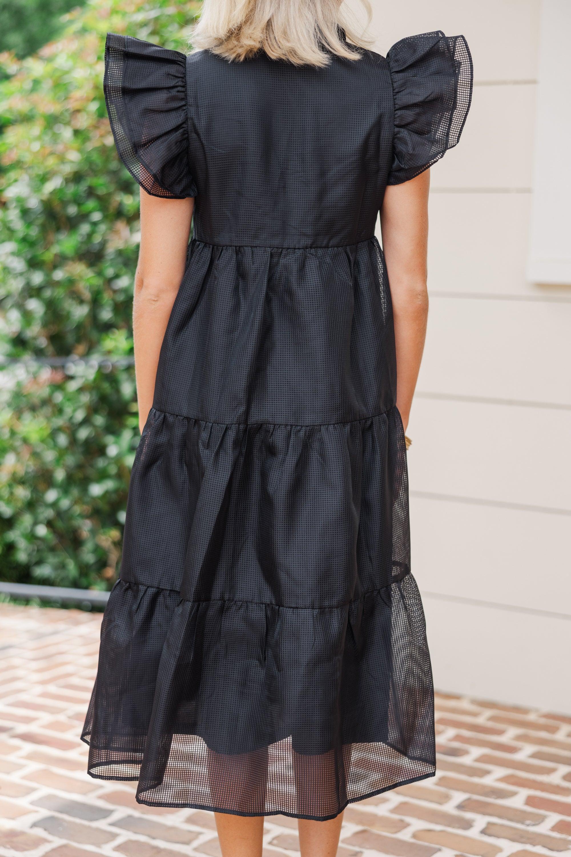 More Good Days Black Midi Dress Female Product Image