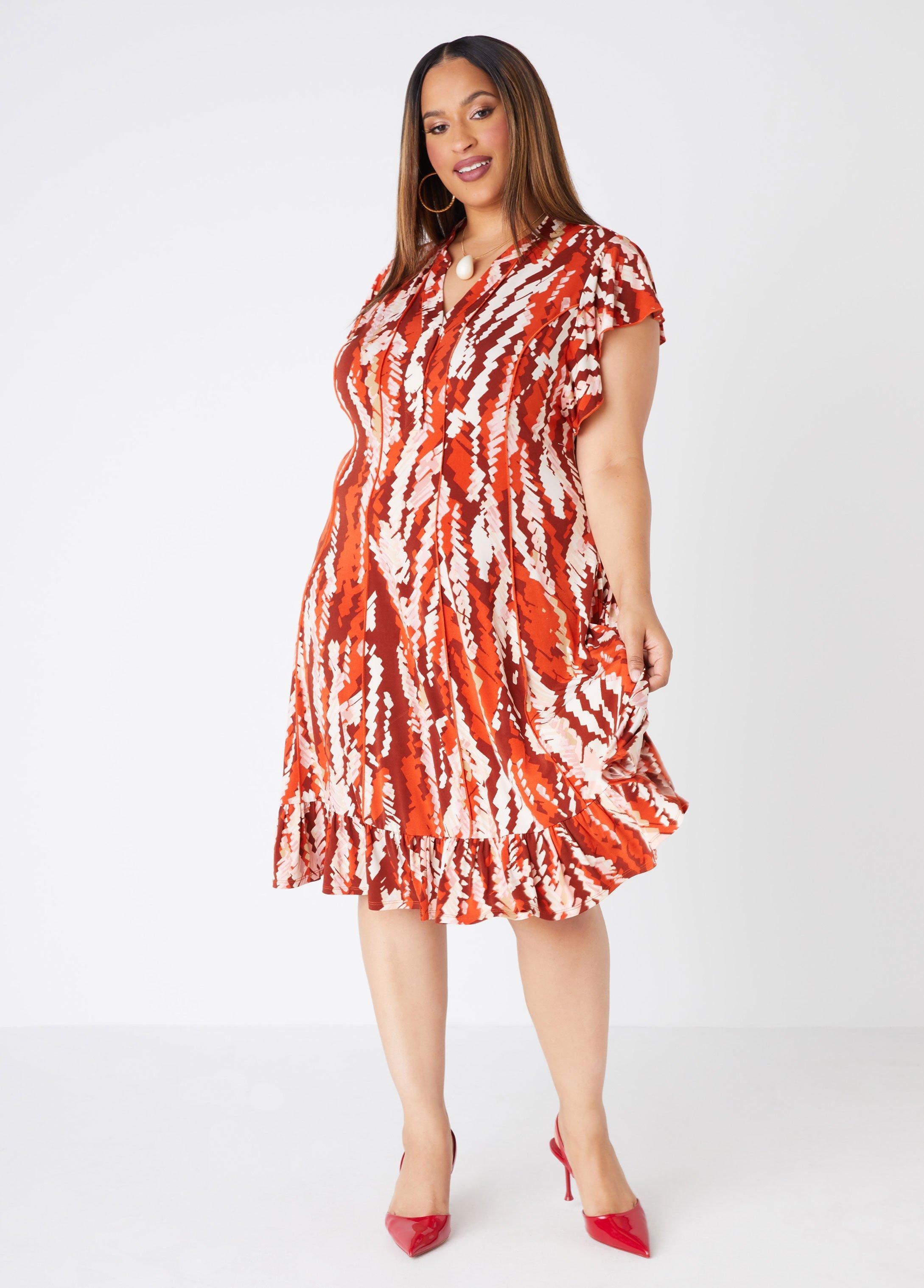 Ruffled Brushstroke Knit Dress Product Image