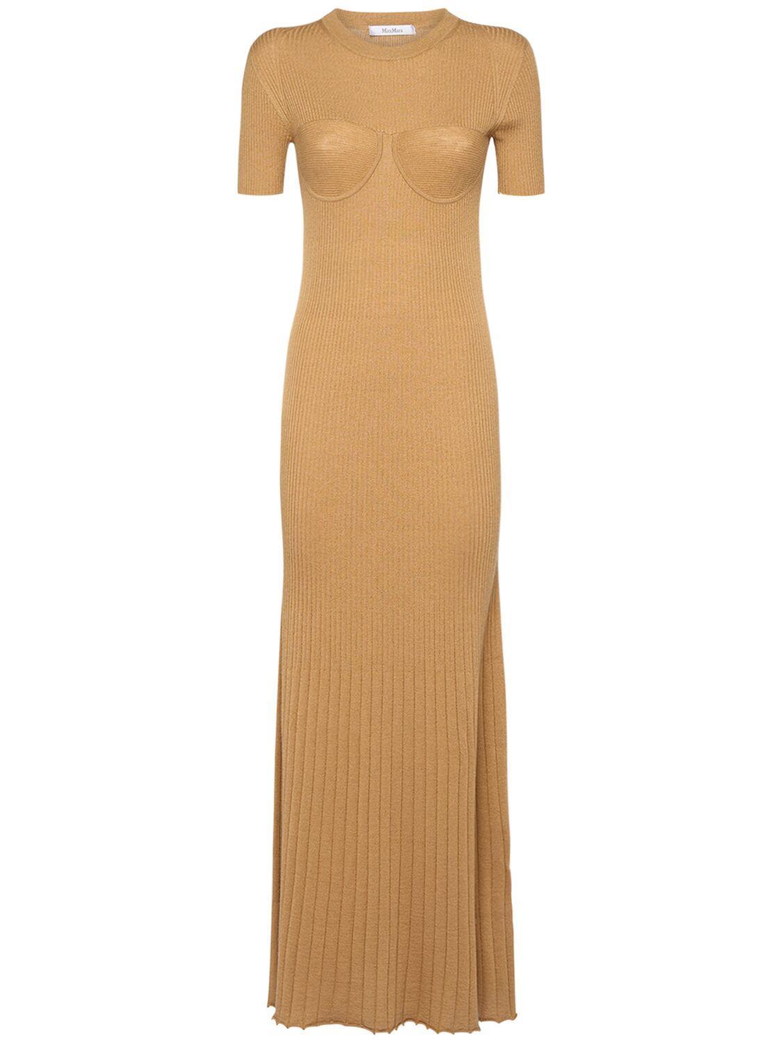 MAX MARA Europa Wool & Silk Knit Maxi Dress In Beige Product Image