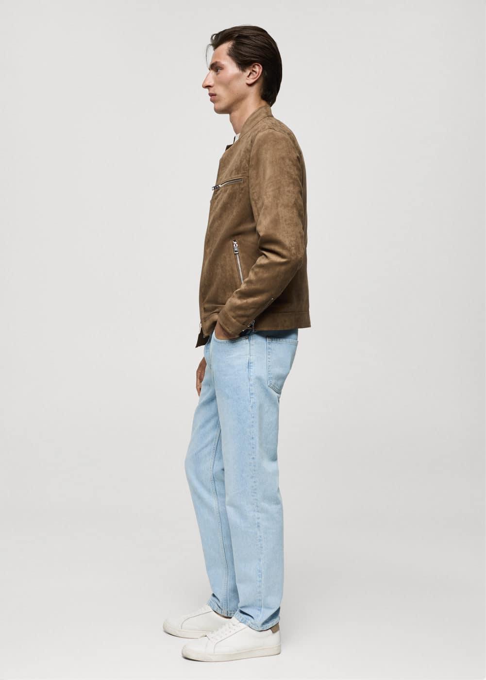 MANGO MAN - Suede-effect jacket with zipper medium brownMen product image