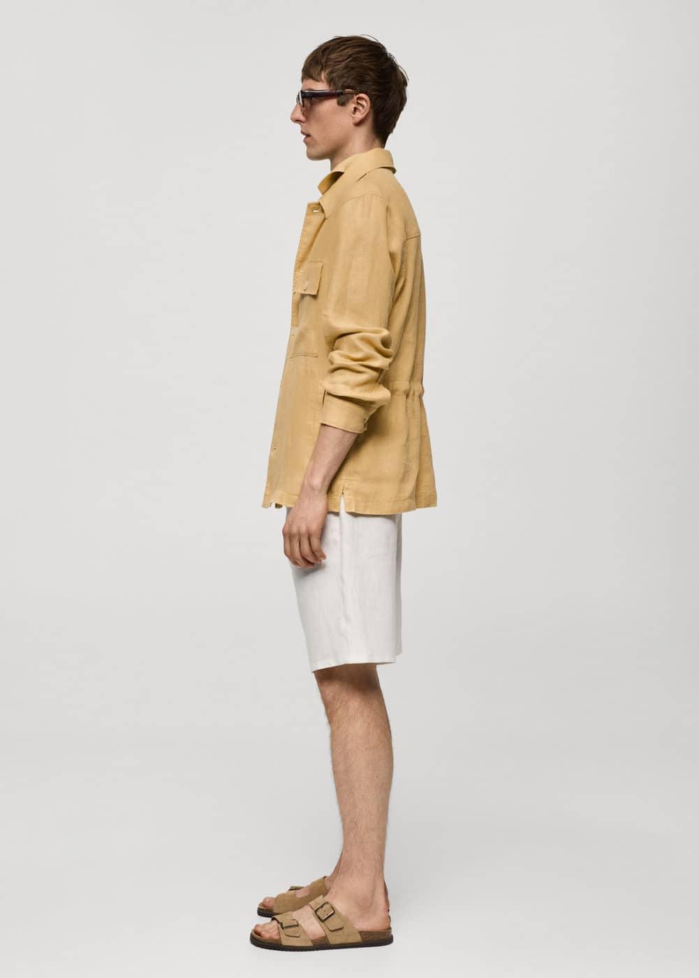 100% linen overshirt with pockets - Men | MANGO USA Product Image