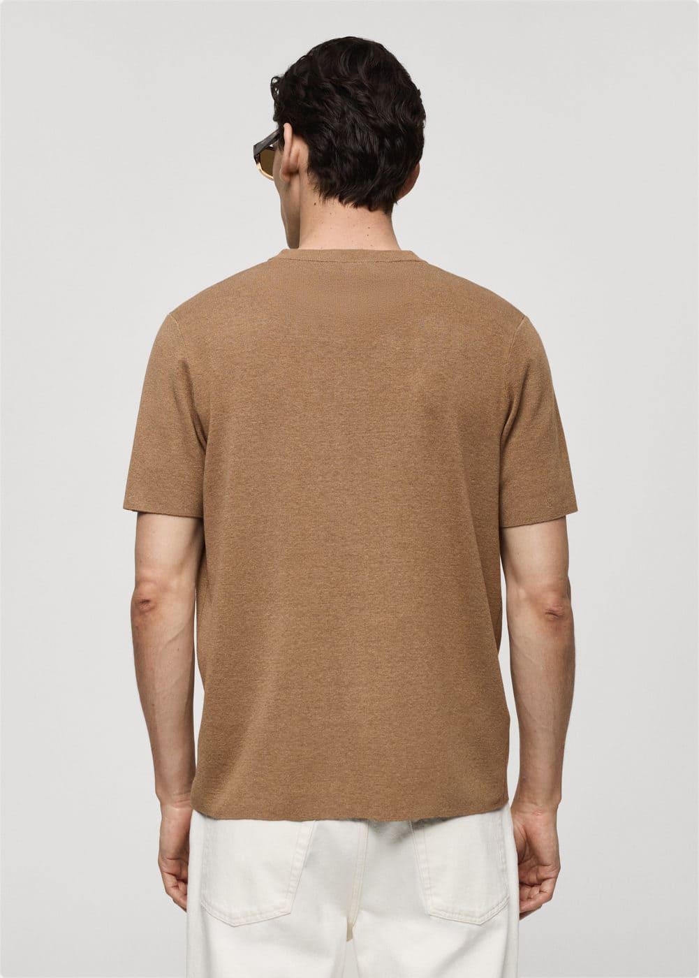 MANGO MAN - Knit cotton T-shirt medium brownMen Product Image