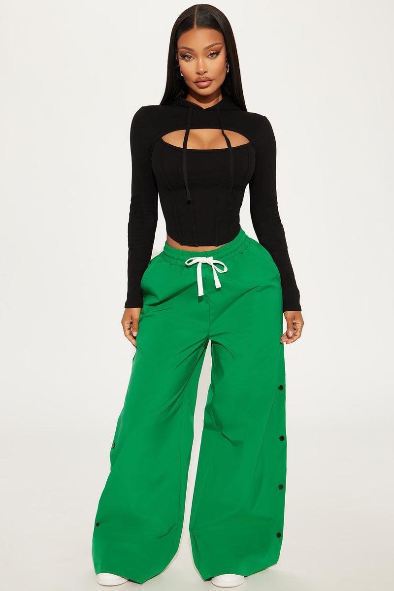 Jennie Snap Button Track Pant - Green/combo Product Image