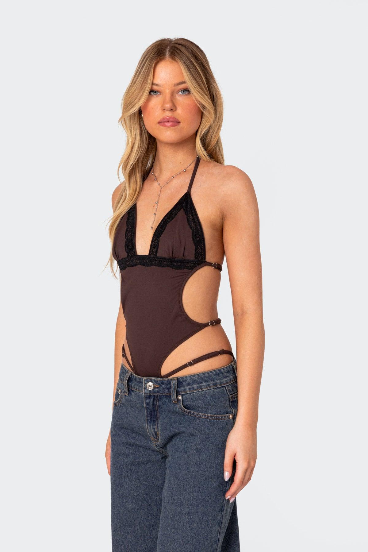 Strappy Lace Trim Bodysuit Product Image