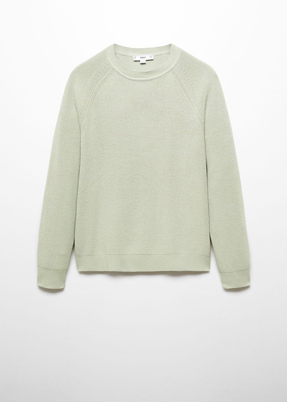 MANGO MAN - Ribbed round-neck sweater pastel greenMen Product Image