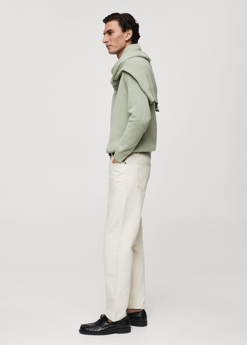 MANGO MAN - Ribbed round-neck sweater pastel greenMen Product Image