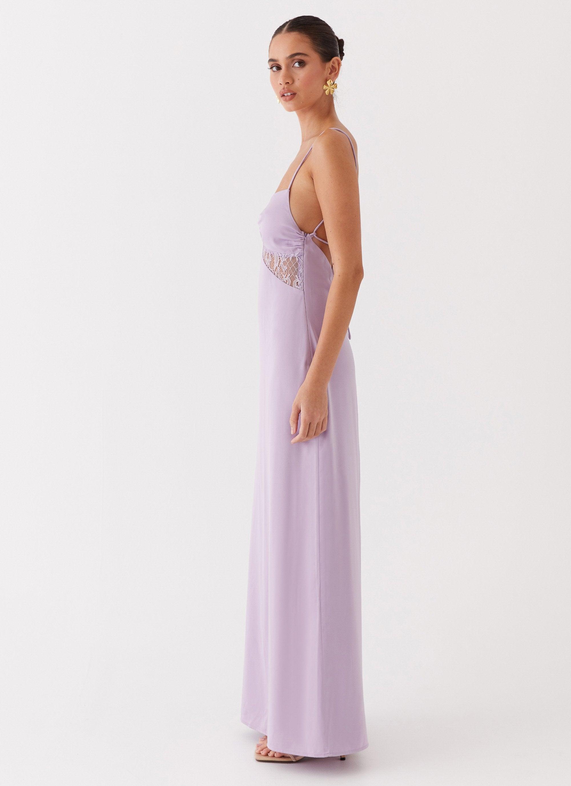 Dream Sight Lace Satin Maxi Dress - Lilac Product Image