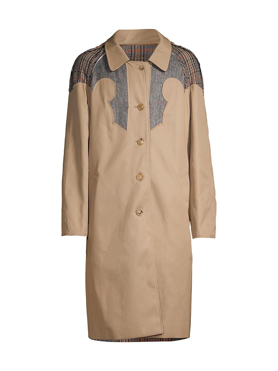 Mens Reversible Plaid Paneled Trench Coat Product Image