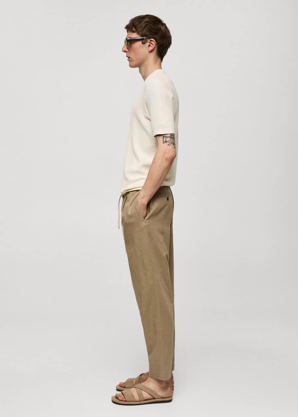 MANGO MAN - Slim-fit pants with drawstring medium greenMen Product Image