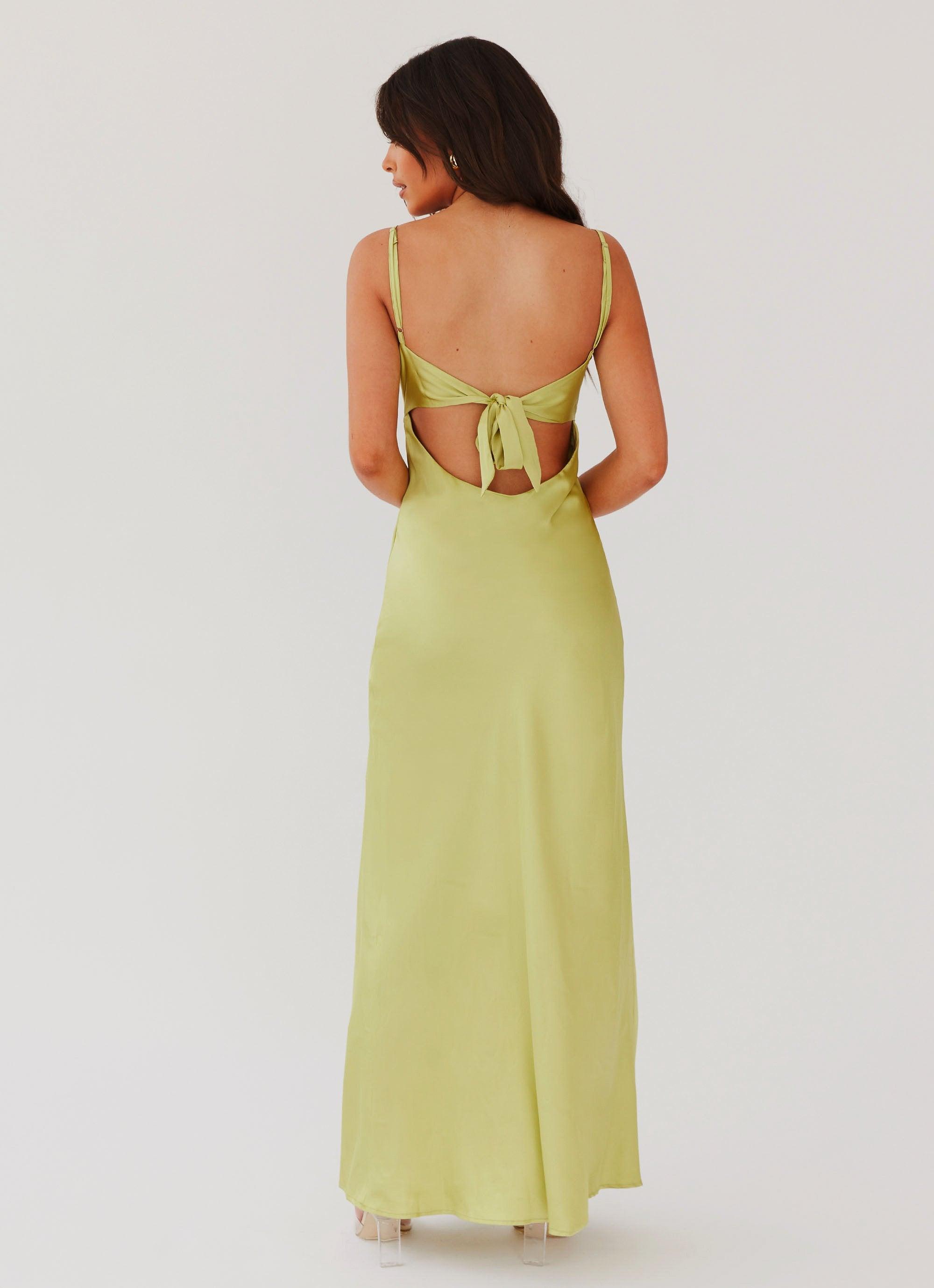 Flora Satin Maxi Dress - Green Expectations Product Image