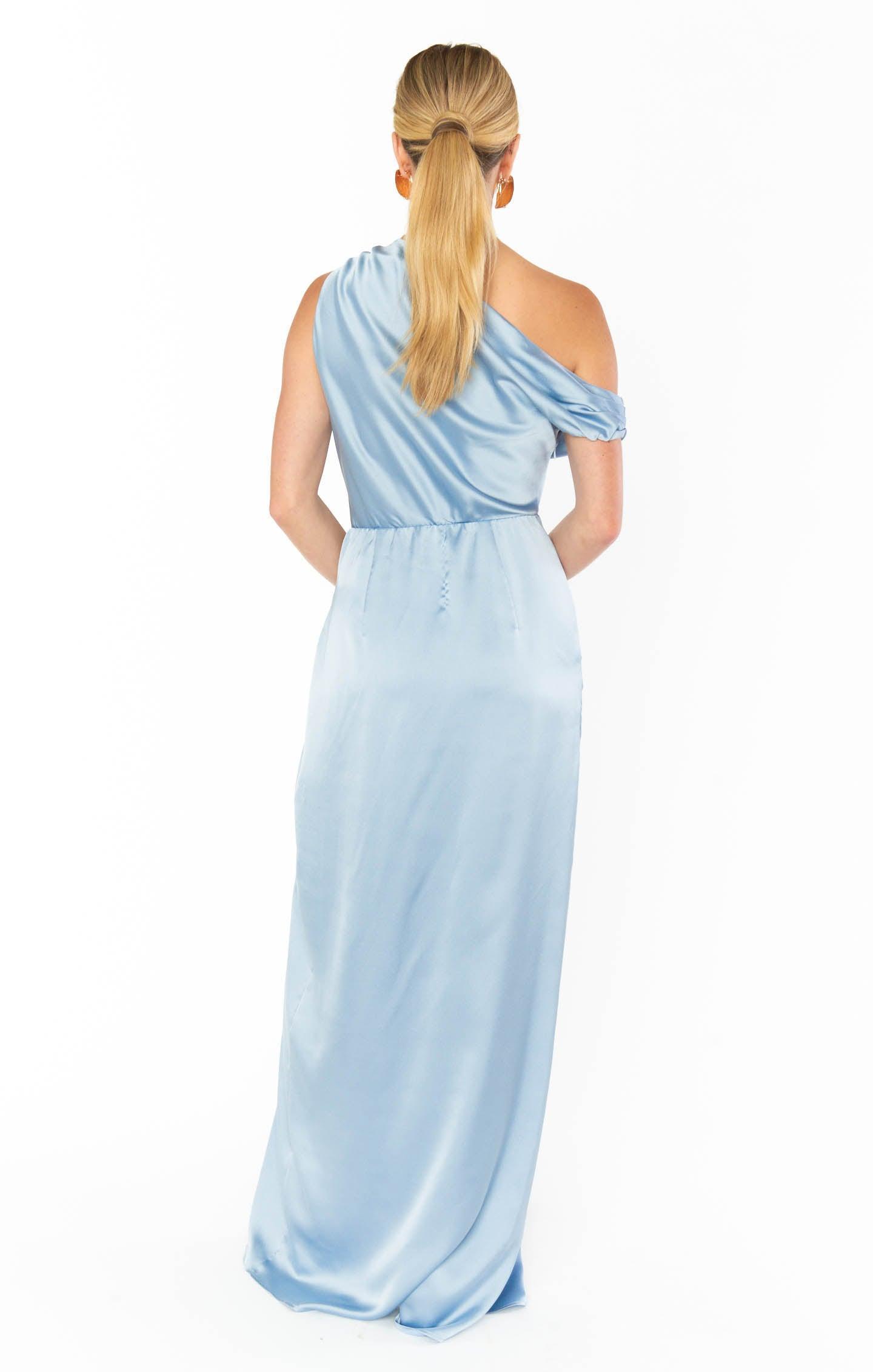 Jodie Dress ~ Steel Blue Luxe Satin Product Image