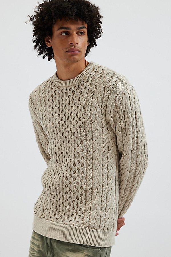 OBEY Faded Wash Crew Neck Sweater Mens at Urban Outfitters Product Image