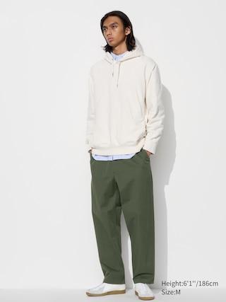 Mens Cotton Relaxed Ankle Pants Olive Medium UNIQLO US product image