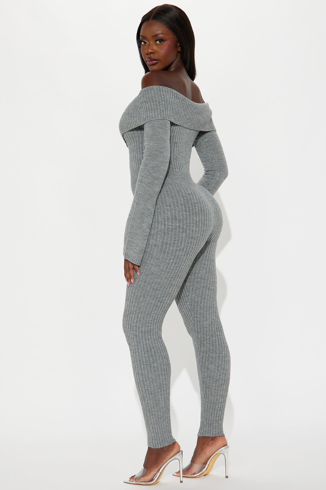 Close To You Sweater Jumpsuit - Heather Grey Product Image