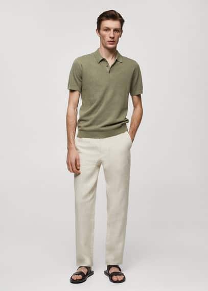 MANGO MAN - Short-sleeve knitted polo shirt forest greenMen Product Image