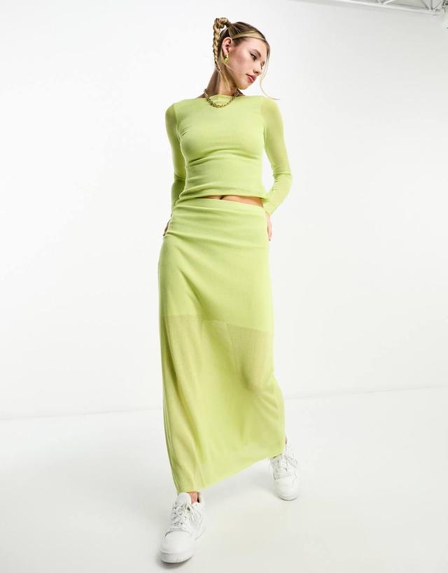 COLLUSION knit column maxi skirt in green Product Image