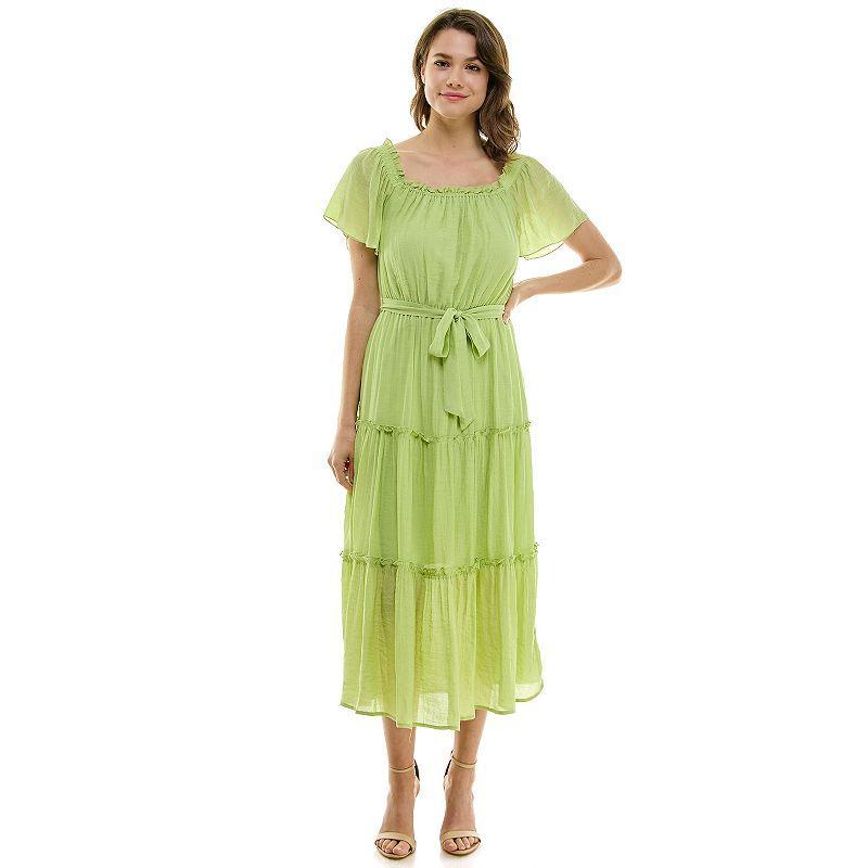 Womens Luxology Short Sleeve Belted Maxi Dress Product Image