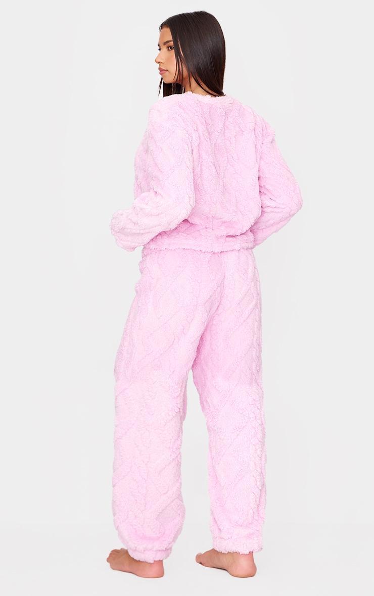 Pink Cable Fleece Long Pj Set Product Image