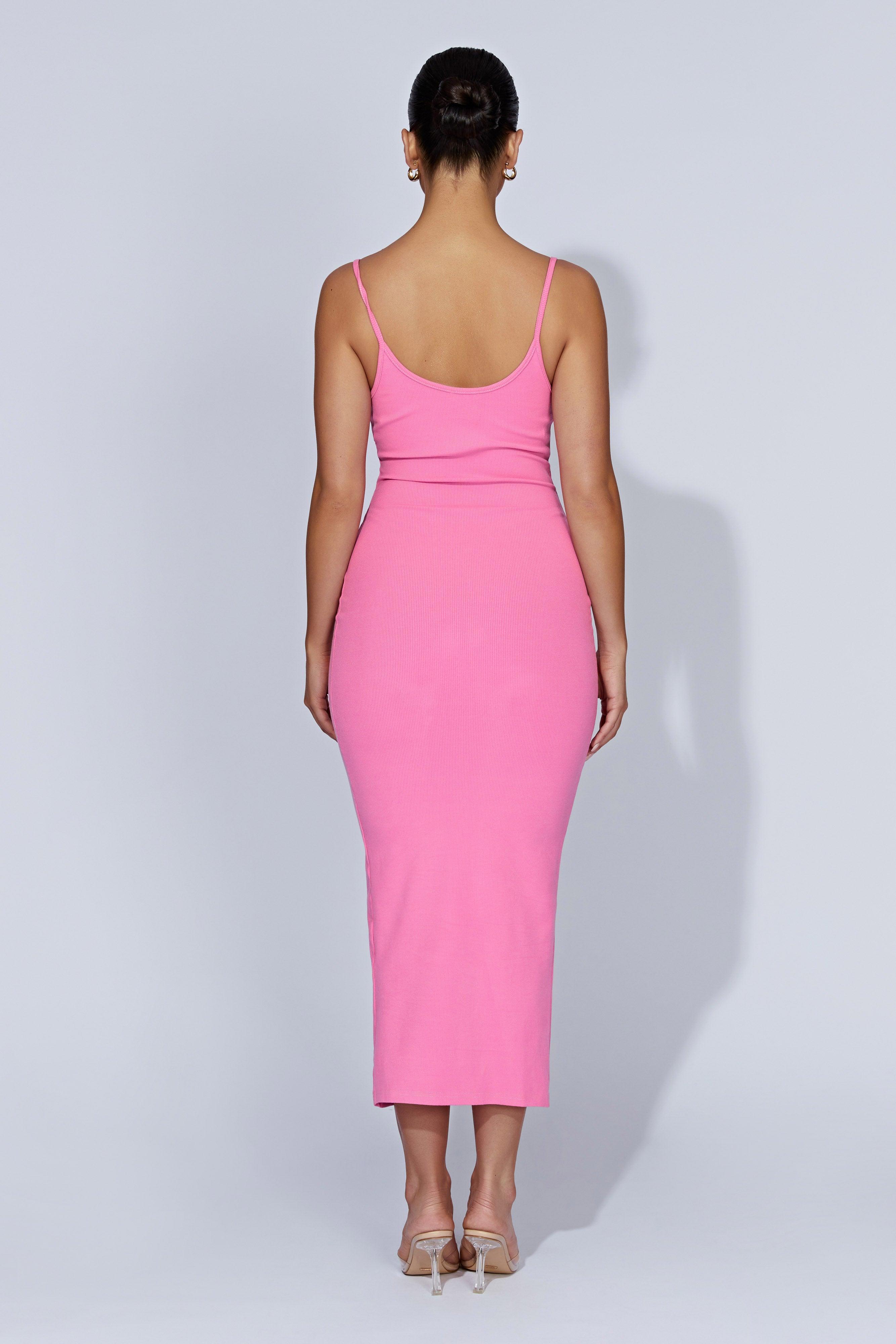 Alexis Ribbed Cami Midi Dress - Bubblegum Pink Product Image