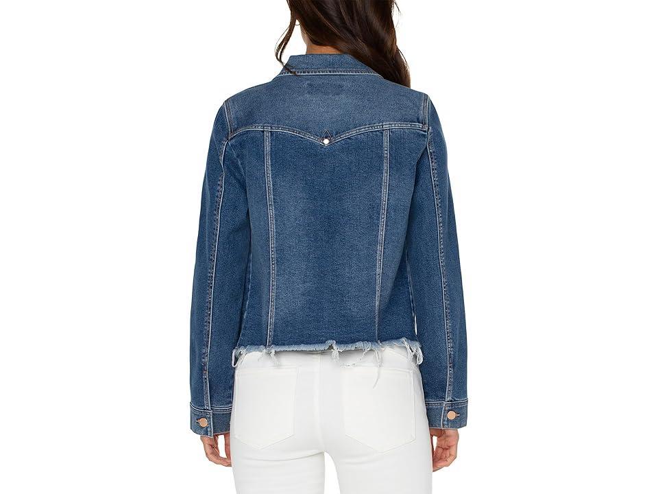 Liverpool Los Angeles Trucker Jacket with Fray Hem Stretch Denim (Mclean) Women's Jacket Product Image