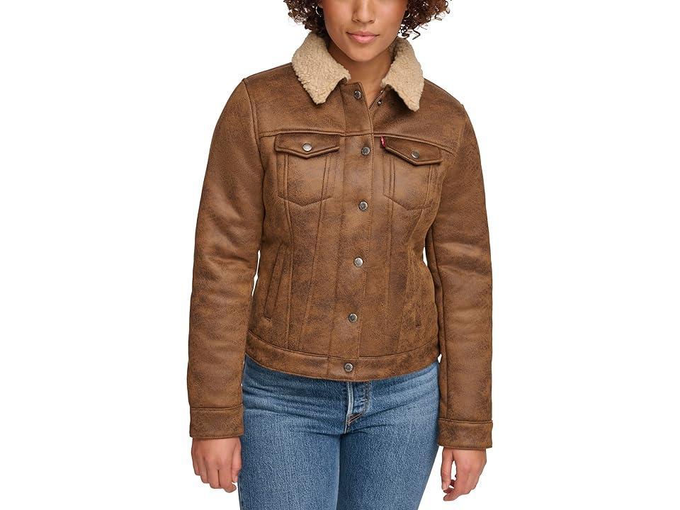 Womens Levis Faux Shearling Sherpa Trucker Jacket Med Beige Product Image