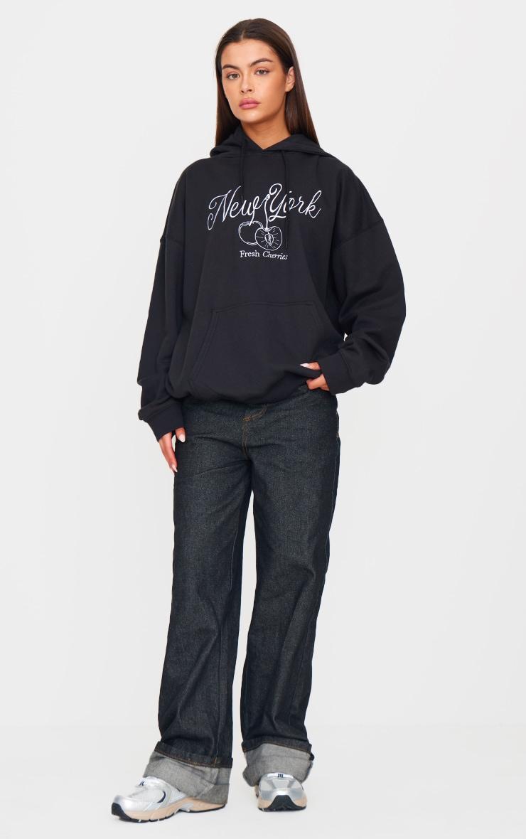 Black New York Cherry Embroidered Hoodie Product Image