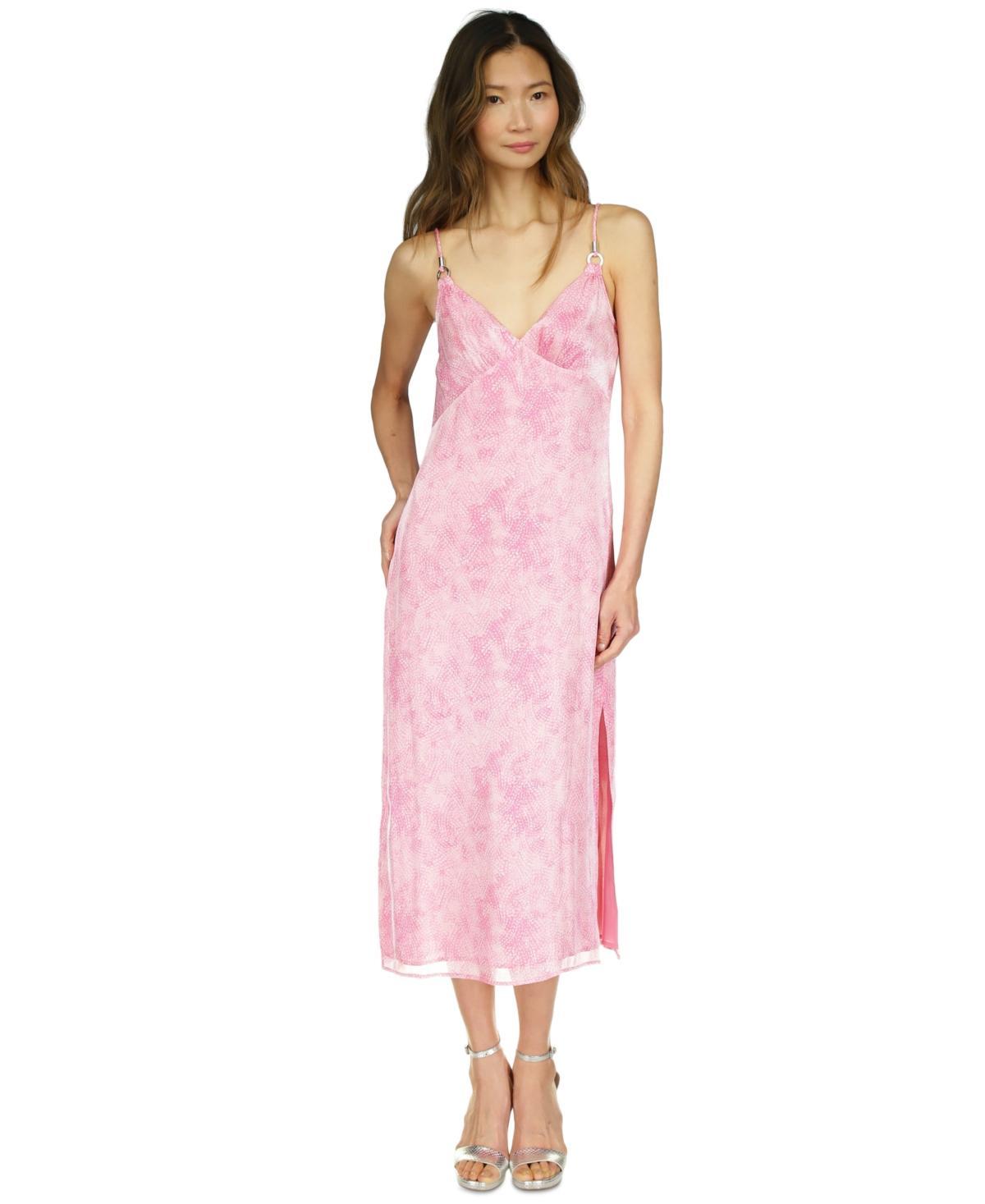 Michael Michael Kors Womens Tonal-Print Slit Slip Dress product image