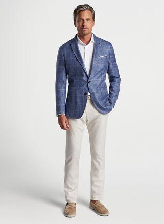 Peter Millar Mens Roseville Windowpane Soft Jacket | Color: Blue Pearl | Size: 44 Product Image