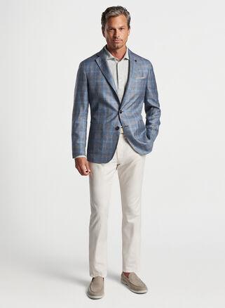 Peter Millar Mens Andover Plaid Soft Jacket | Color: Blue Pearl | Size: 48 Product Image