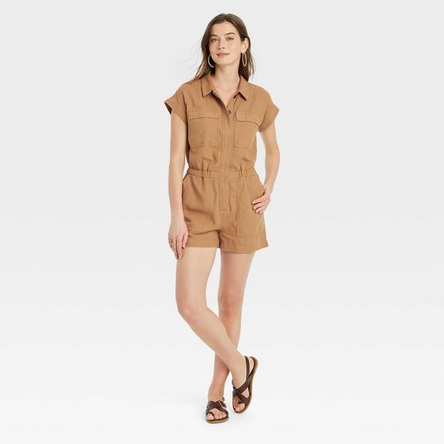 Womens Short Sleeve Romper - Universal Thread Brown 6 Product Image