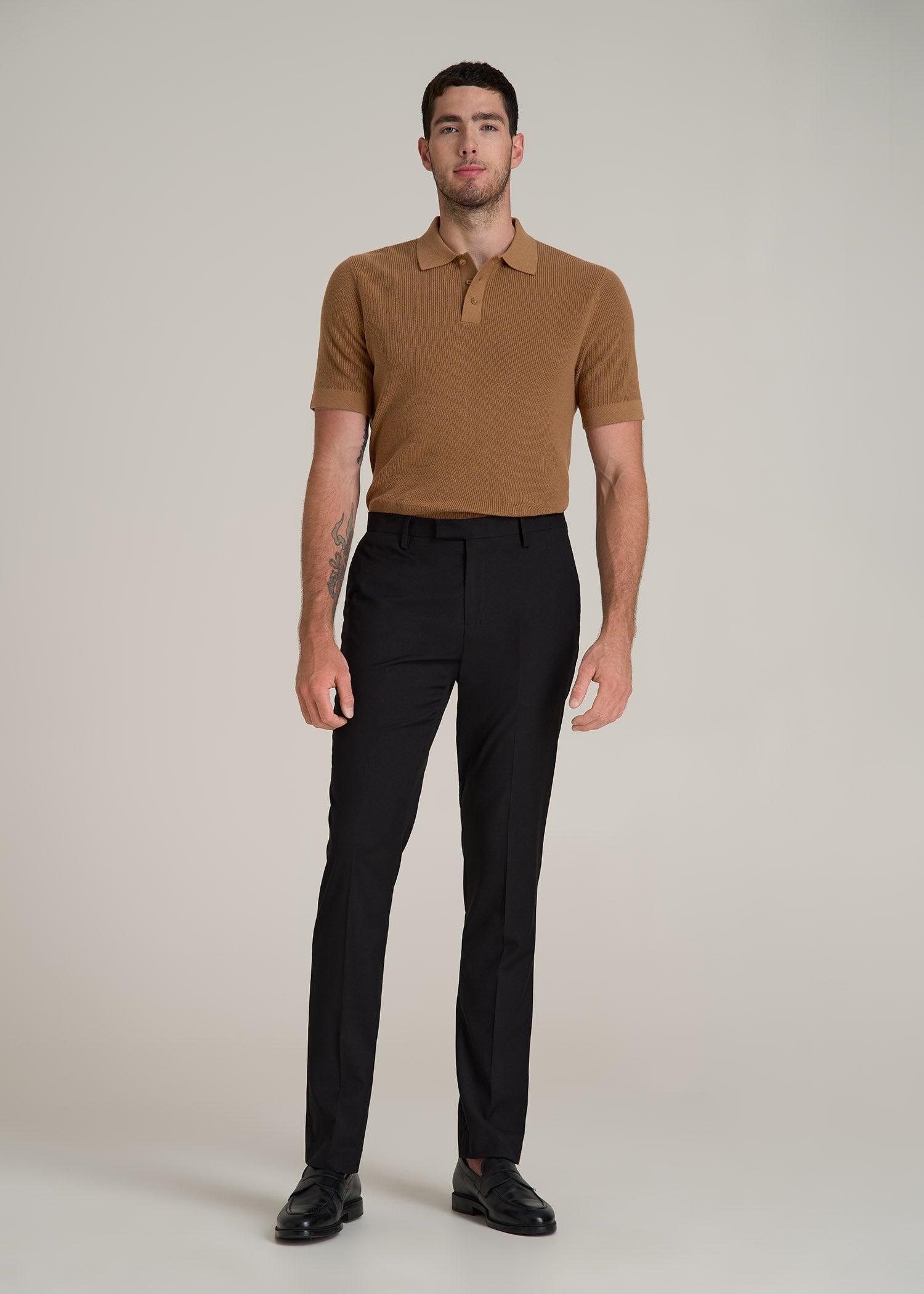 Purl Knit Tall Men's Polo Sweater in Camel Product Image