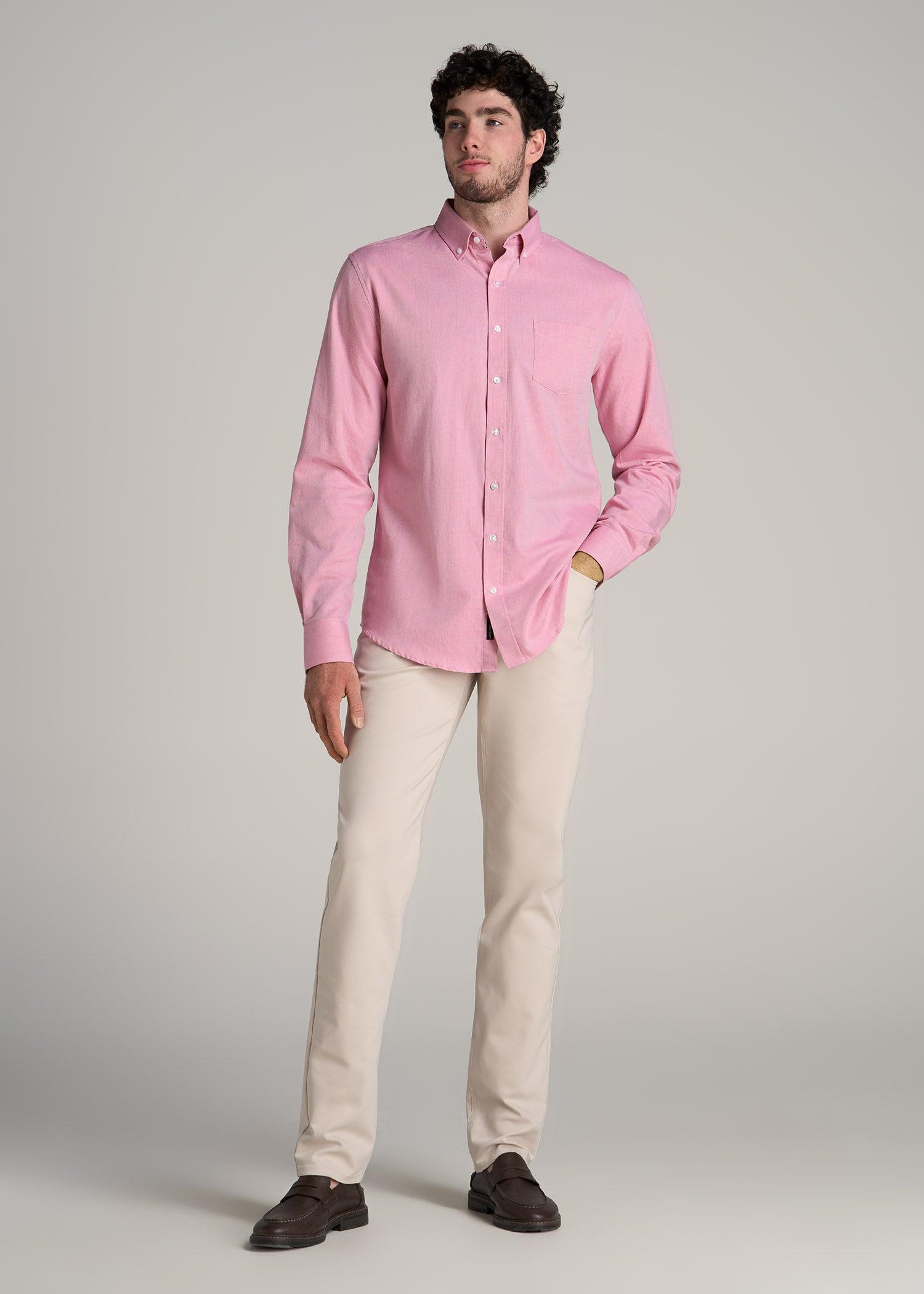 Soft-Wash Button-Up Shirt for Tall Men in Soft Rose Product Image