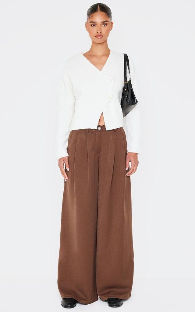 Chocolate Mid Rise Wide Leg Woven Pants Product Image