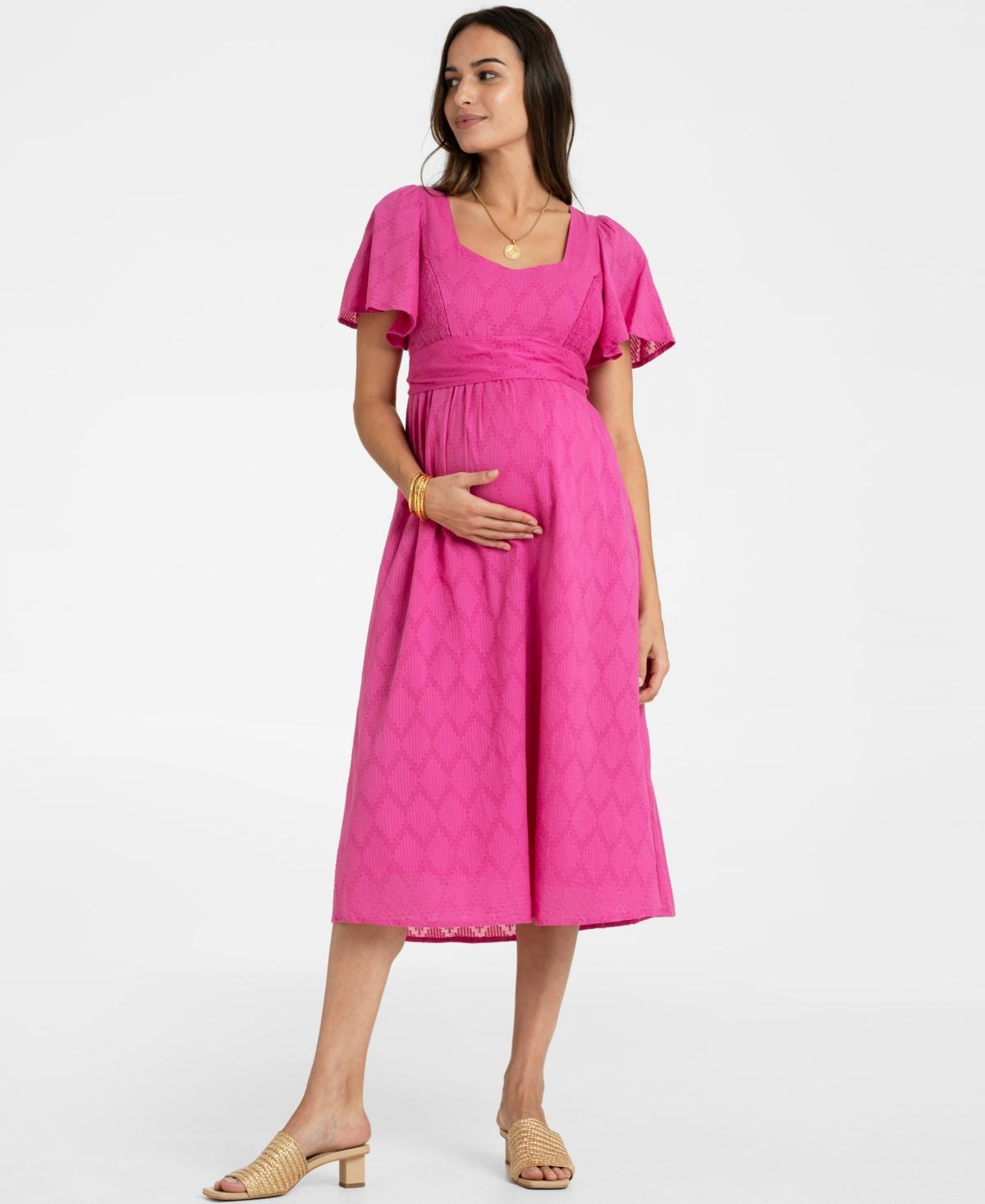 Seraphine Womens Maternity Cotton Broderie Maternity and Nursing Dress Product Image