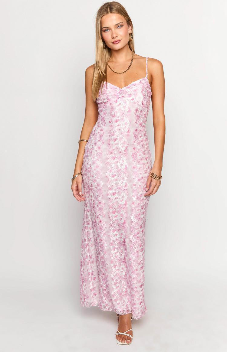 Alanna Pink Lace Maxi Dress Product Image