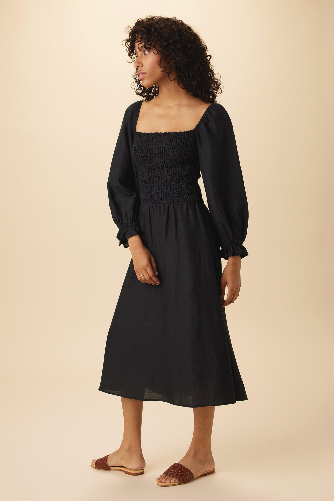 Averill Ramie Viscose Dress - Black Product Image