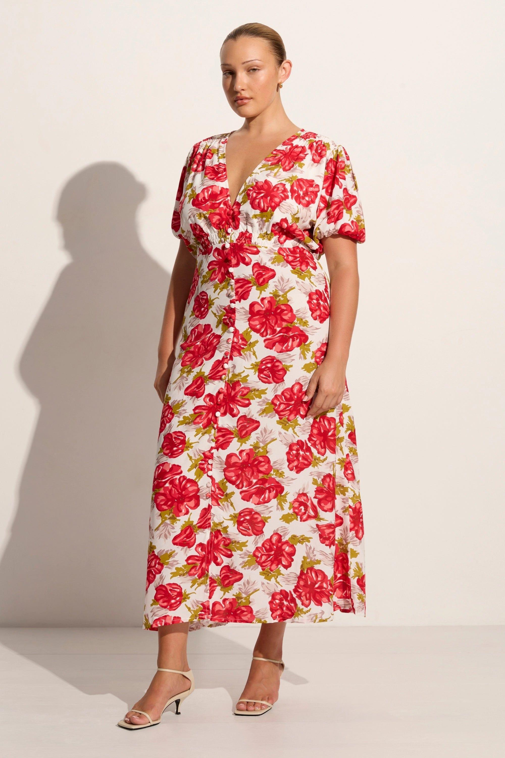 Bellavista Midi Dress Isadora Floral Red - Final Sale Product Image