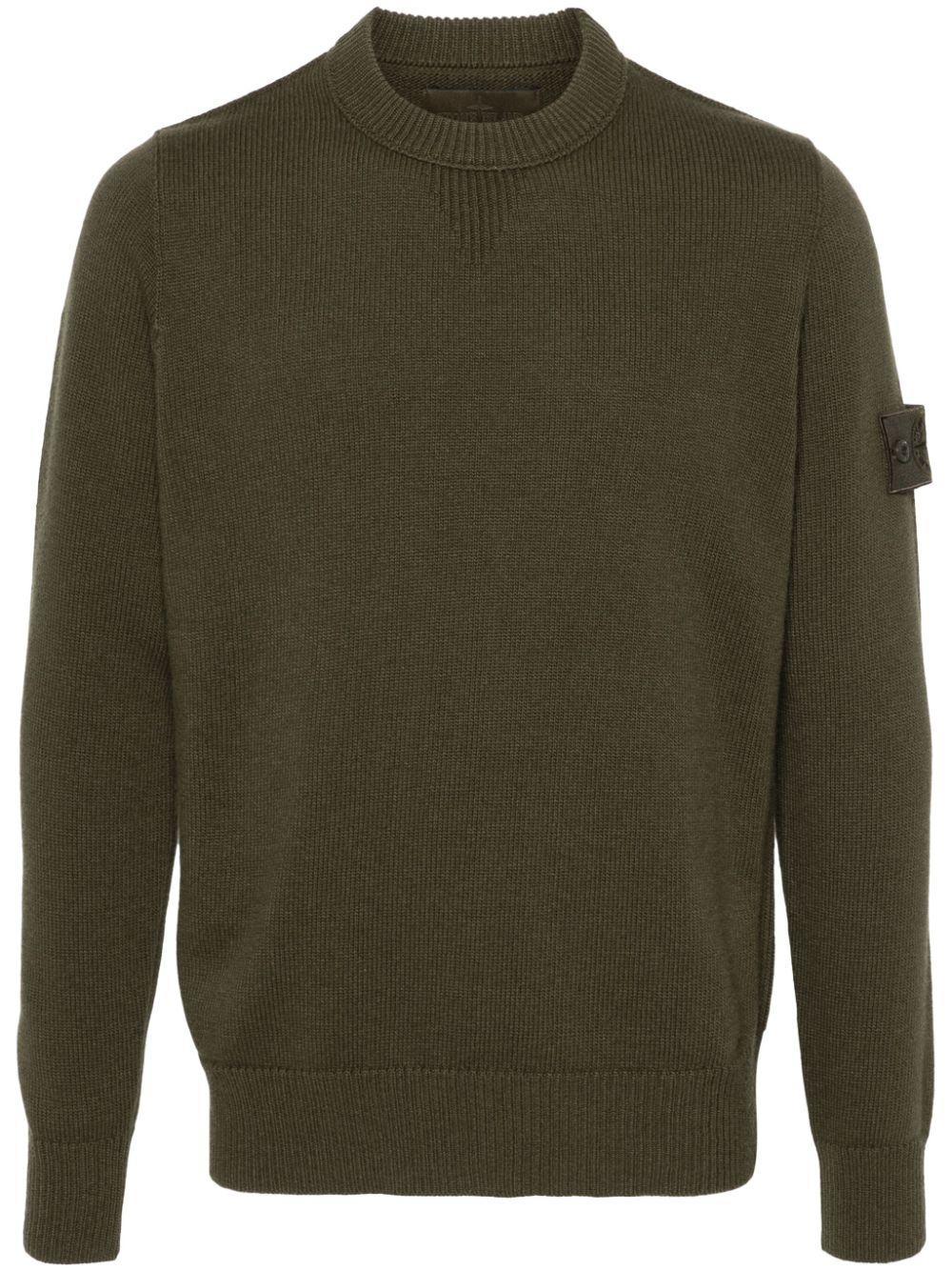 STONE ISLAND Compass-badge Wool Jumper In Green Product Image