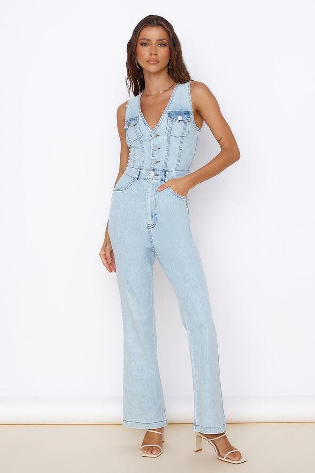 Wherever I Go Jumpsuit Blue Denim Product Image