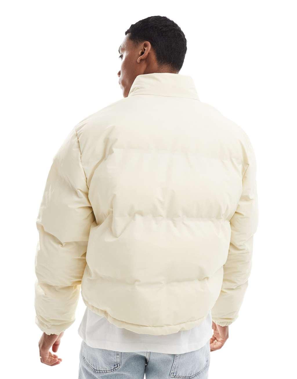 ASOS DESIGN cropped puffer jacket in ecru Product Image