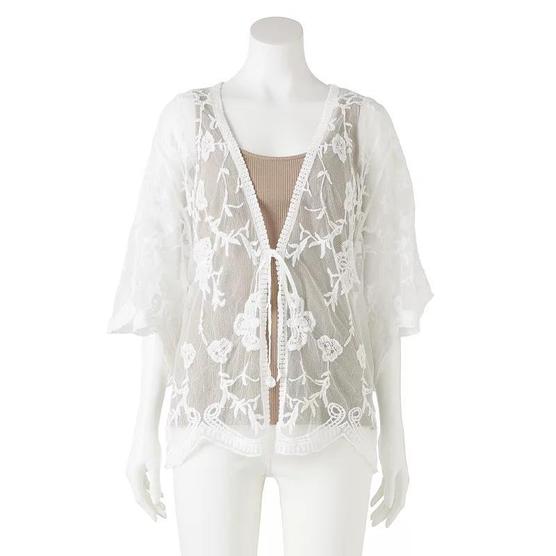 Womens LC Lauren Conrad Lace Tie-Front Cape Product Image