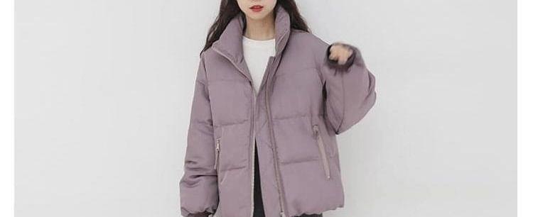 Stand Collar Plain Oversized Puffer Jacket Product Image