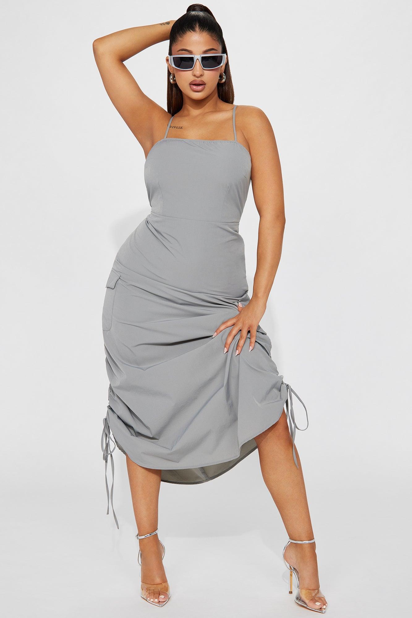 Jamie Windbreaker Midi Dress - Grey Product Image