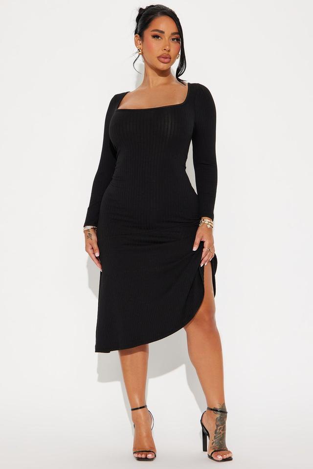 A Simple Life Ribbed Midi Dress - Black Product Image