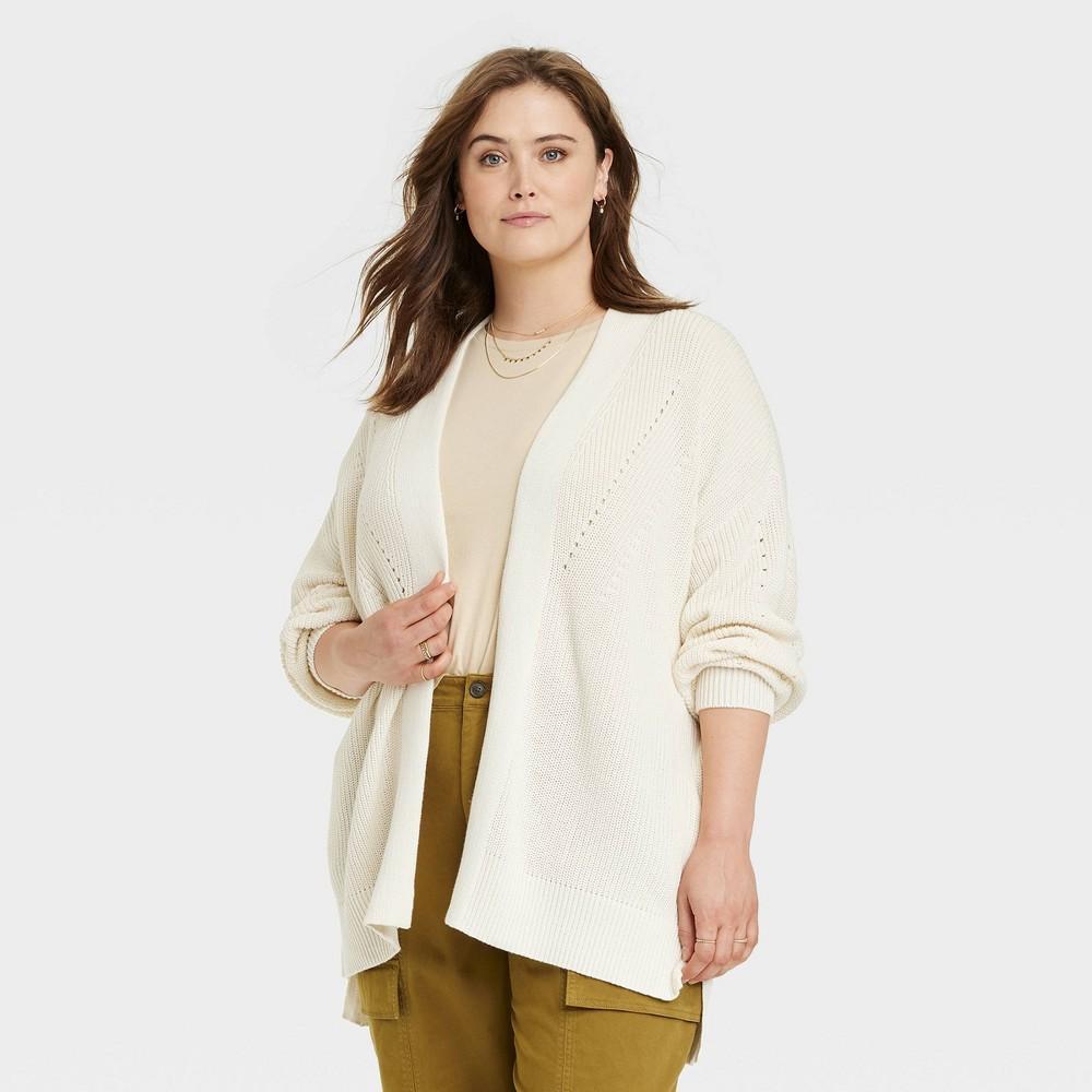 Womens Open-Front Cardigan - Universal Thread Cream 1X Product Image